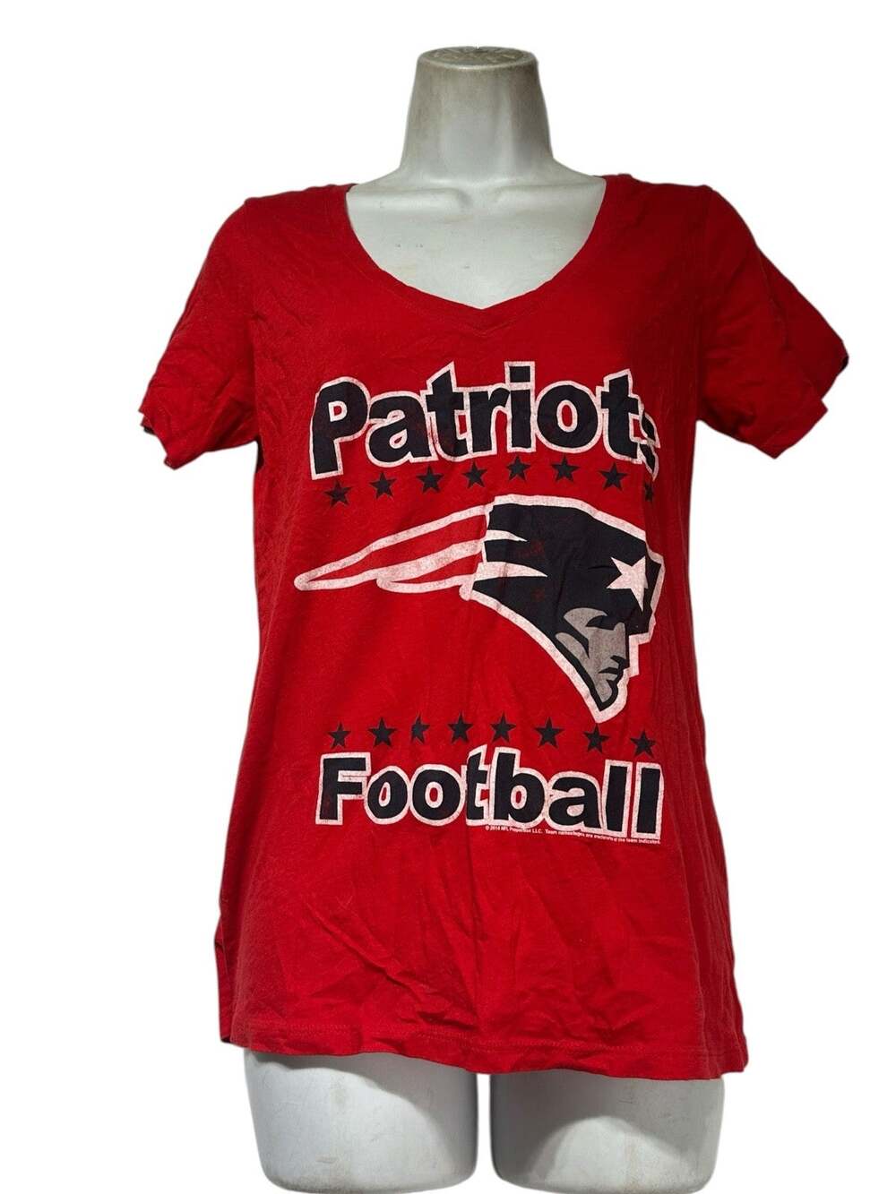 Junk Food Women's Size M New England Patriots Red V Neck NFL Football T-Shirt